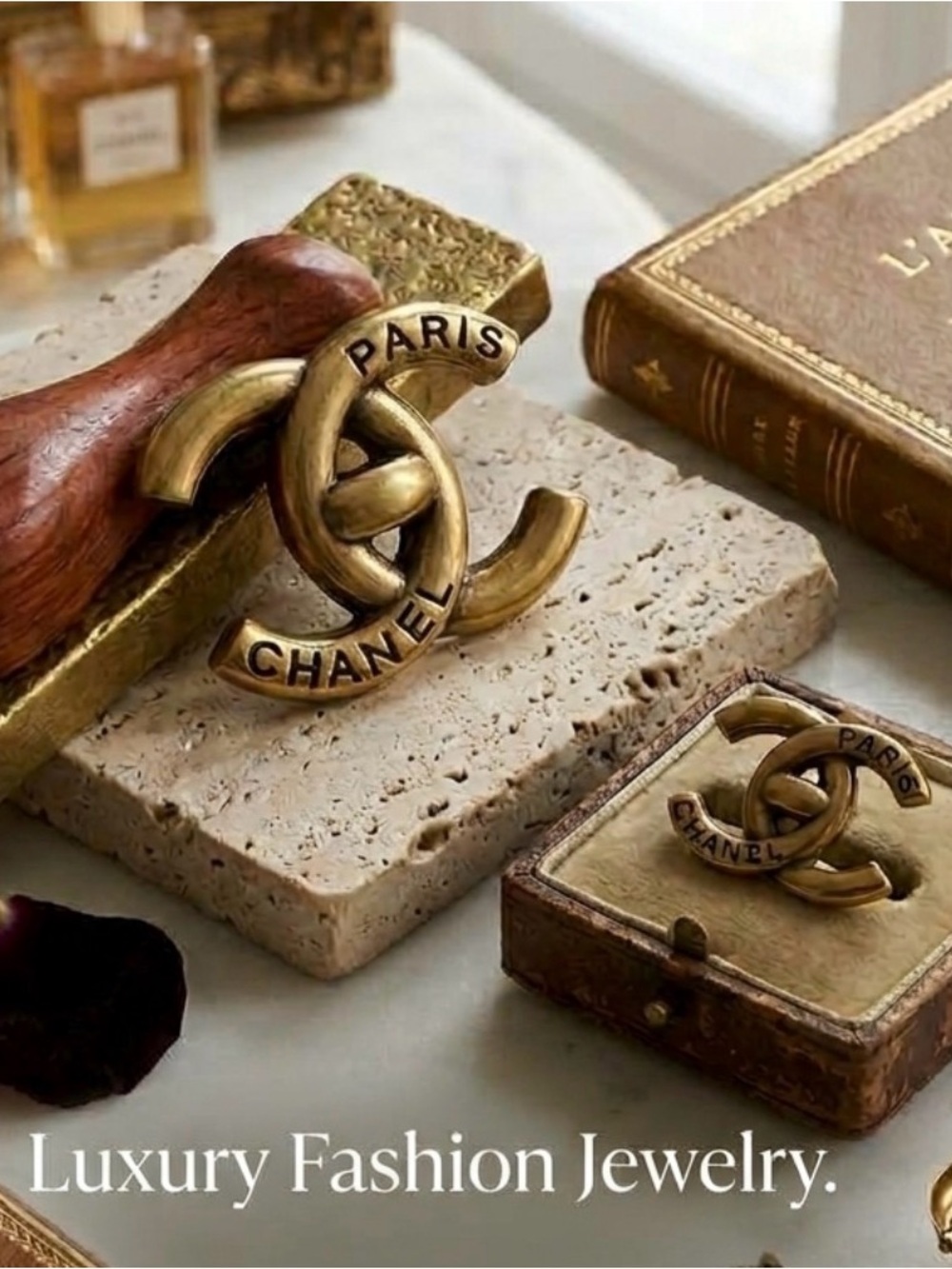 Gold Interlocking CC vintage Earrings